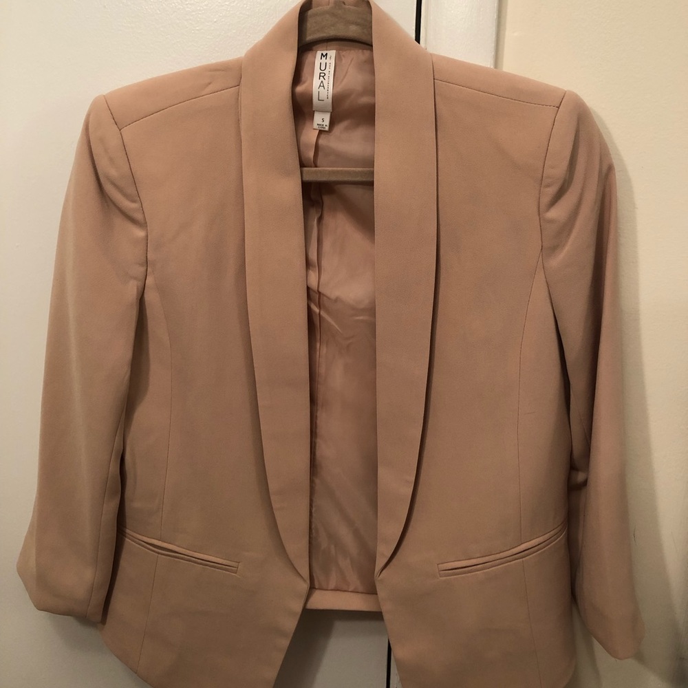 Mural ‘Curve’ Open Front Shawl Collar Blazer